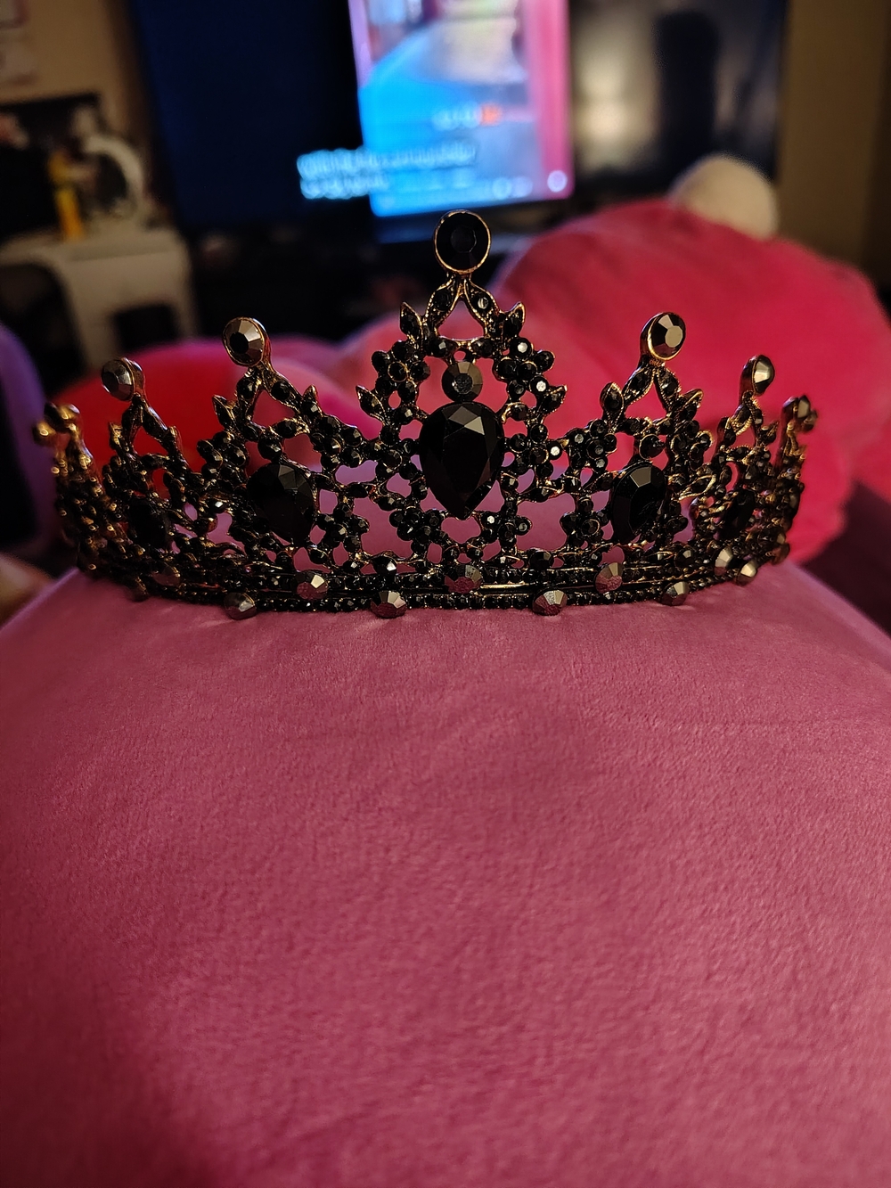 Black Jewel Accent Tiara Crown - Women Accessories